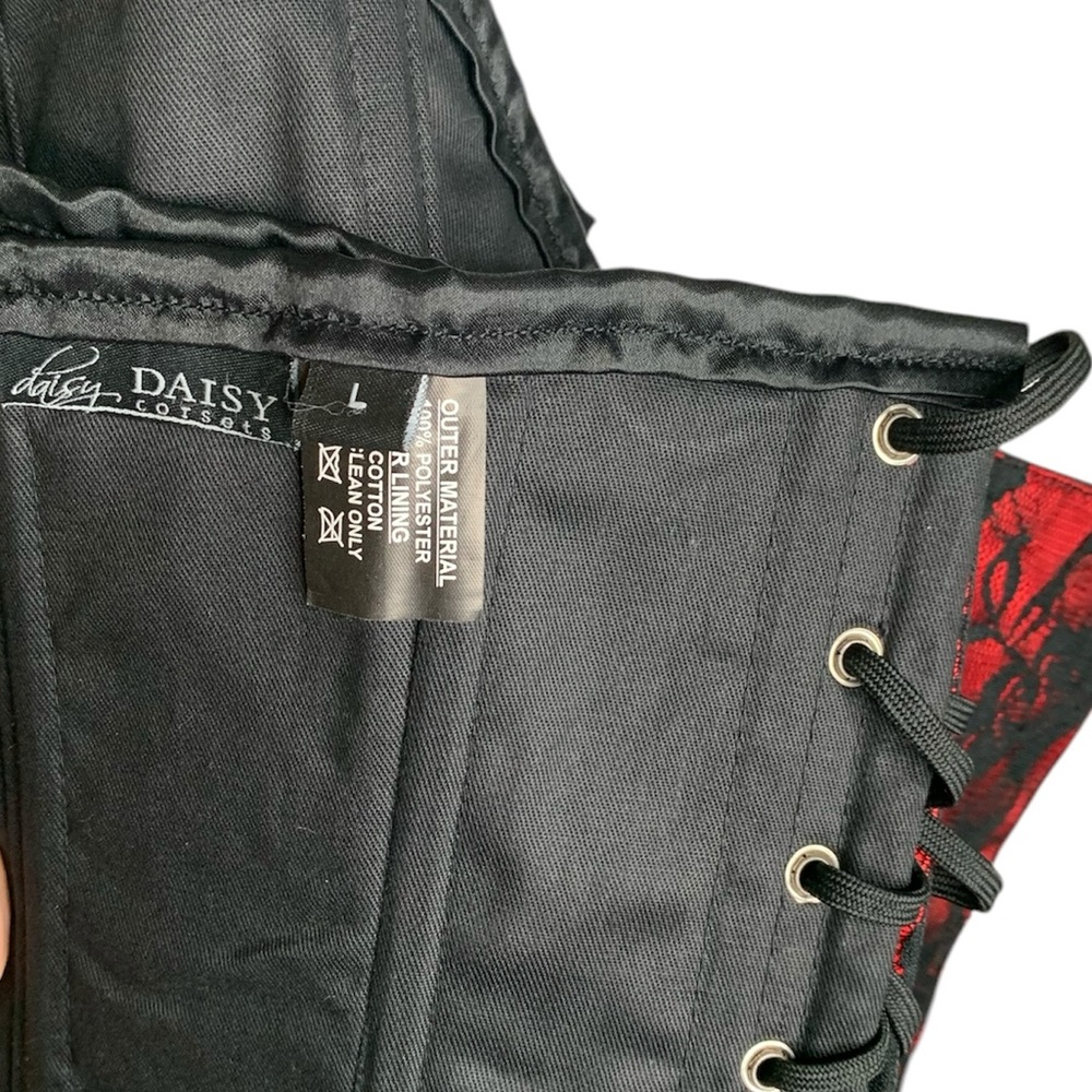 Daisy Corsets Red + Black Lace Corset Top - Picture 4 of 4